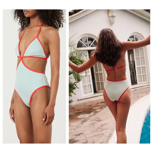 NWT Zulu & Zephyr Seaglass Rib Contrast One-Piece Size US/8 - Picture 2 of 9